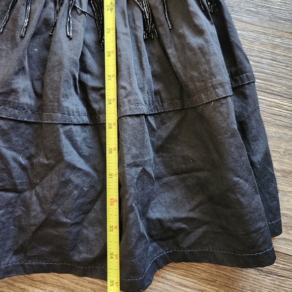 Vtg Gene Ewing Bis Black Fringe Beaded Tiered Prairie Western Cottage Maxi Skirt - Picture 8 of 9